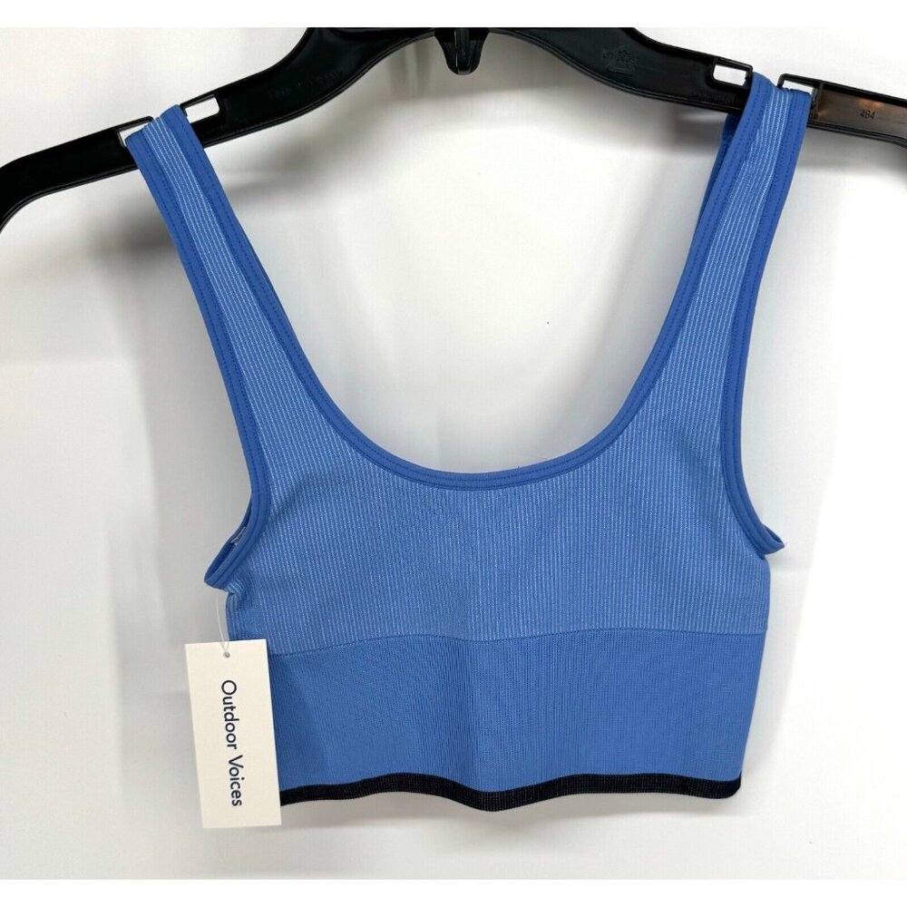 Outdoor Voices Seamless Rib Longline Sports Bra Nebula Blue NWT XXS 2XS